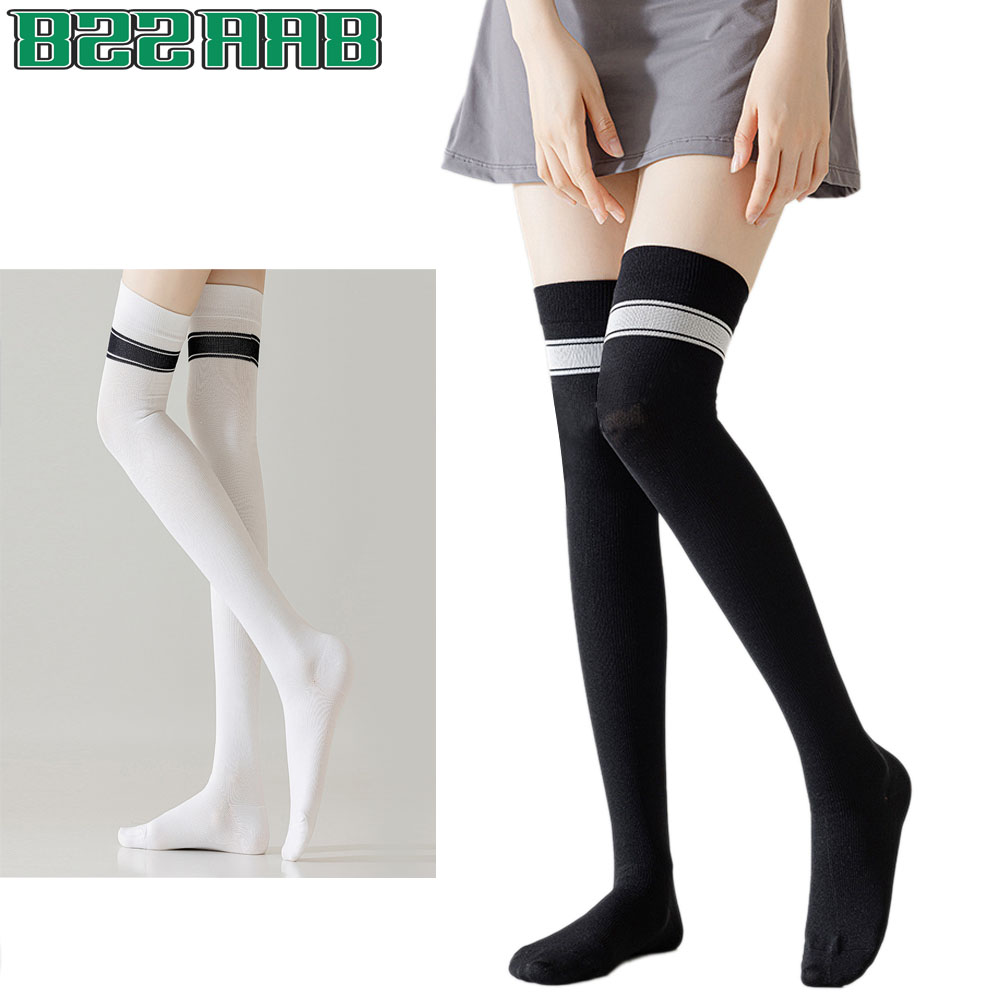 Yoga Daily Fitness - 1 Paar hohe Oberschenkelsocken, gestreift, über