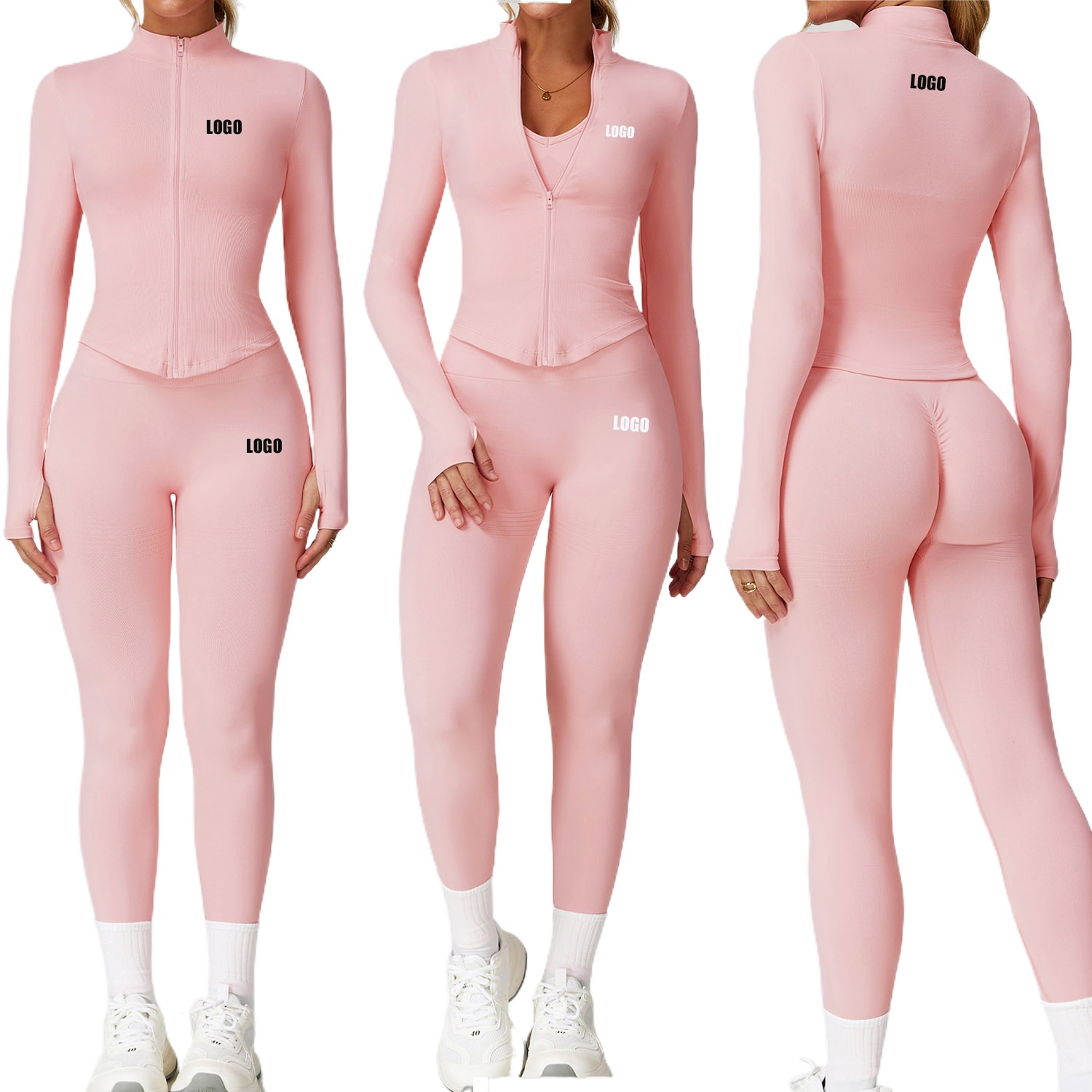 Yoga Fitness Logo - Nahtlose Yoga-Sportbekleidung für Damen mit individuellem