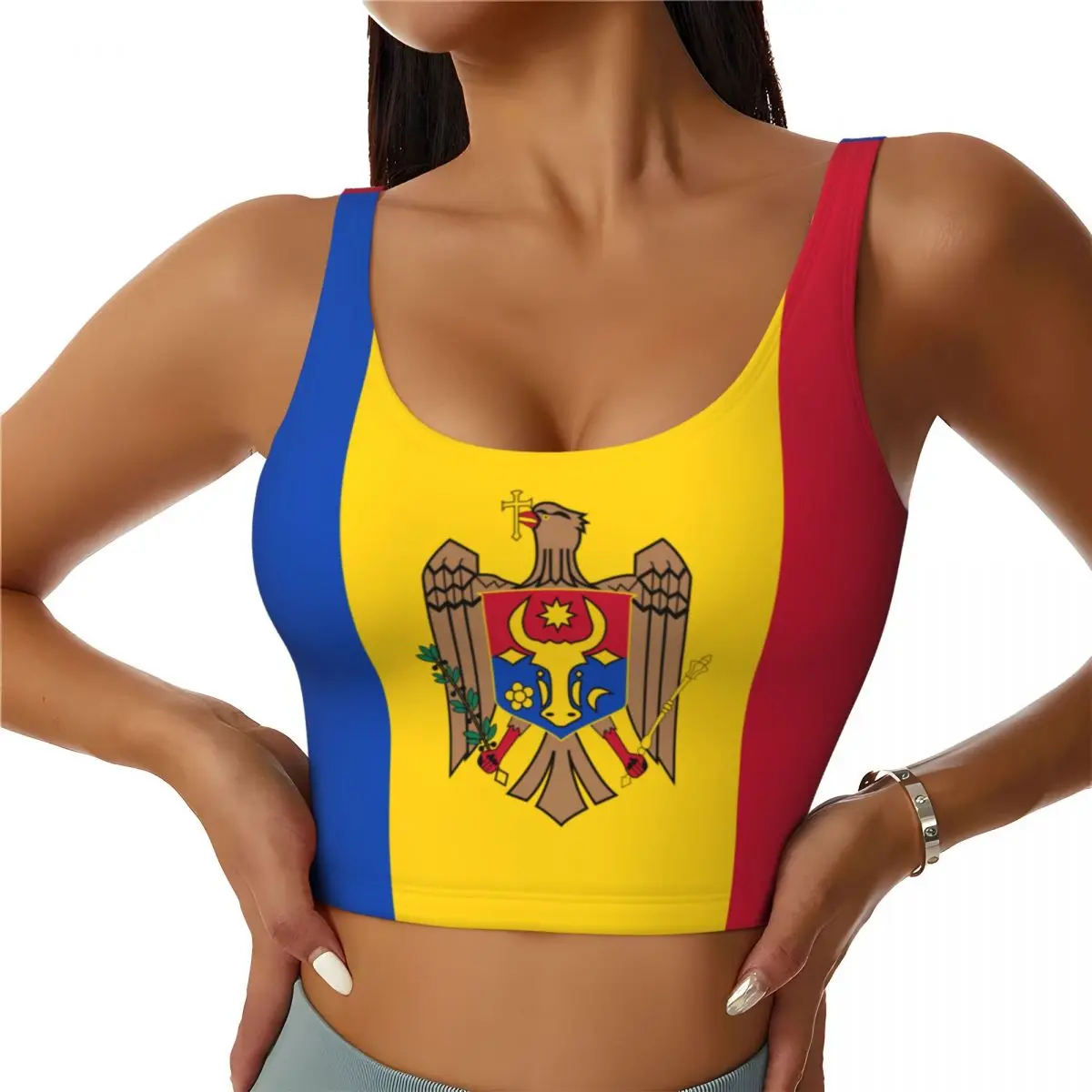 Yoga Fitness Top - Moldawien Flagge Basic Tops Frauen Samba