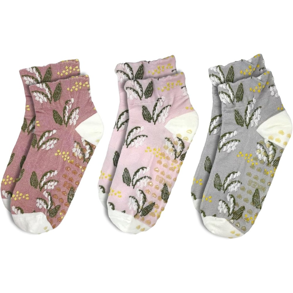 Yoga Daily Fitness - Blumenmuster-Jacquard-Yoga-Socken für Damen – 3 Paar