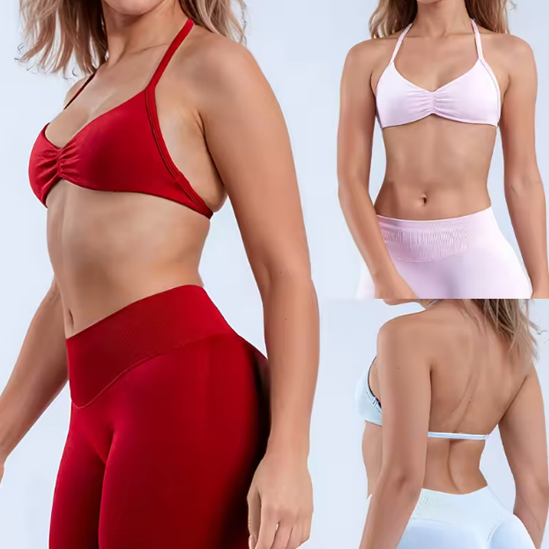 Yoga Fitness Logo - D-LOgo Damen Neckholder 2-teiliges Yoga-Outfit Gepolsterter