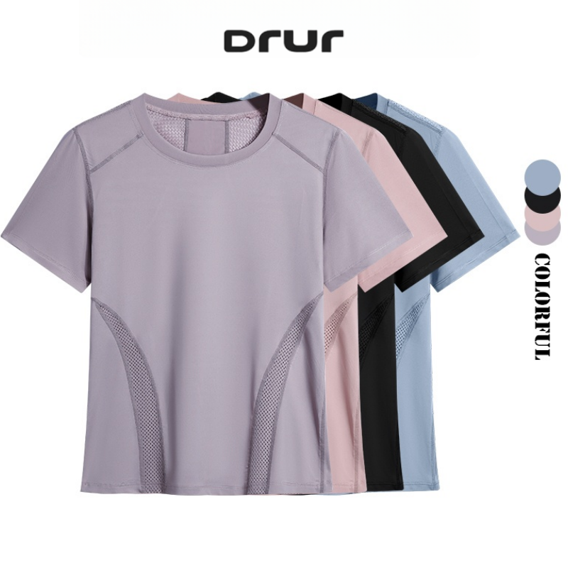Yoga Fitness Top - DRUR Sommer Leichtes Lauf-T-Shirt für Damen,