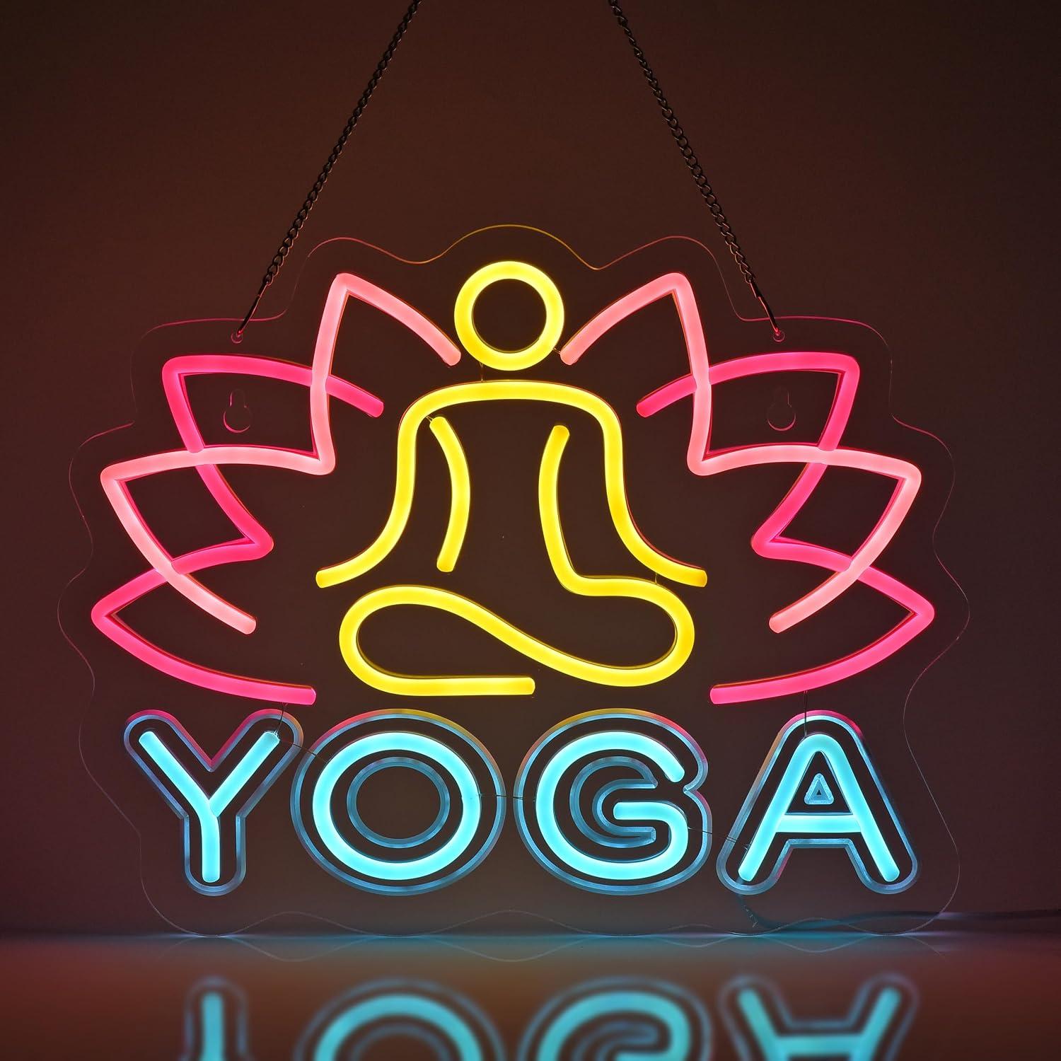 Yoga Fitness Rooms - Yoga-Neonschild Dimmbares LED-Neonlicht für Yoga-Studio, Meditationsraum,