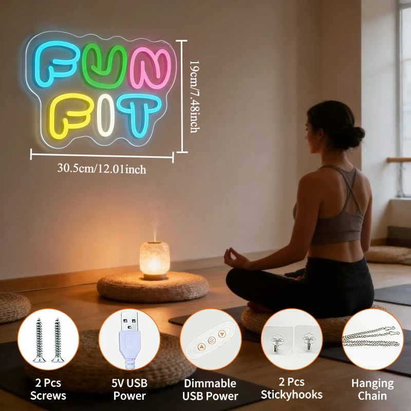 Fun Fit Neon-Schild LED Cartoo – Yoga Fitness Rooms Bewertung und Preis